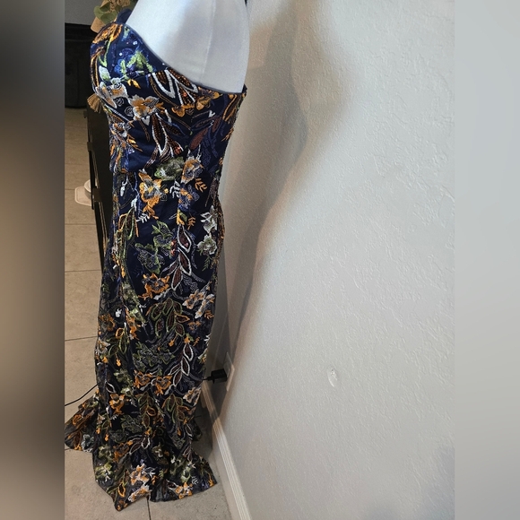 Rene Ruiz Collection Vtg Strapless Sequined Embroidered Mermaid Gown Size 4 - Picture 6 of 9